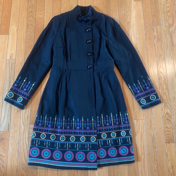 Plenty by Tracy Reese Jackets & Blazers - Plenty Tracy Reese Embroidered Wool Long Winter Coat Size 10 Black
